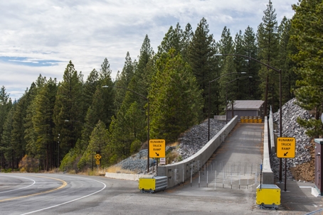 Runaway truck ramp in the mountains during the day